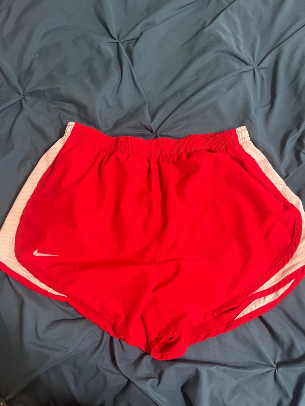 Nike Women's Bright Red Athletic Shorts with White Panels